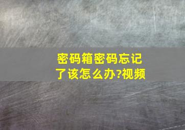 密码箱密码忘记了该怎么办?视频