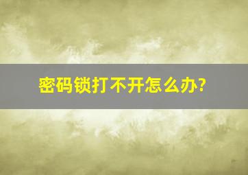 密码锁打不开怎么办?