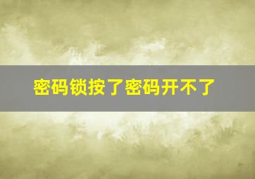 密码锁按了密码开不了