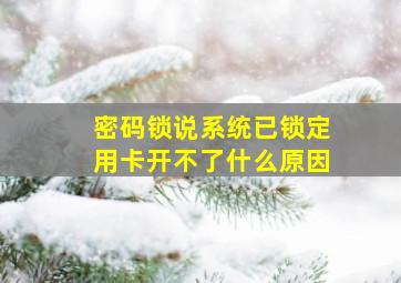 密码锁说系统已锁定用卡开不了什么原因