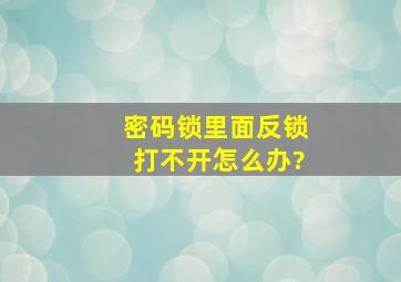 密码锁里面反锁打不开怎么办?