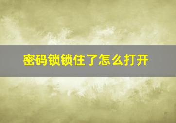 密码锁锁住了怎么打开