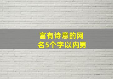 富有诗意的网名5个字以内男