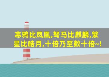 寒鸦比凤凰,驽马比麒麟,繁星比皓月,十倍乃至数十倍~!