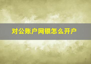 对公账户网银怎么开户