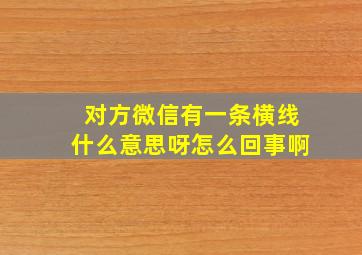 对方微信有一条横线什么意思呀怎么回事啊