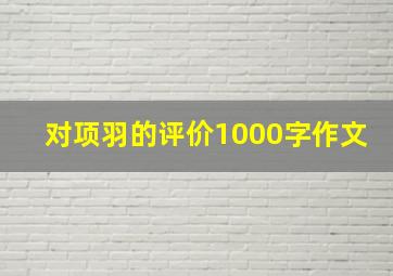 对项羽的评价1000字作文