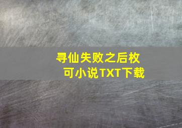 寻仙失败之后枚可小说TXT下载