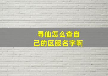 寻仙怎么查自己的区服名字啊