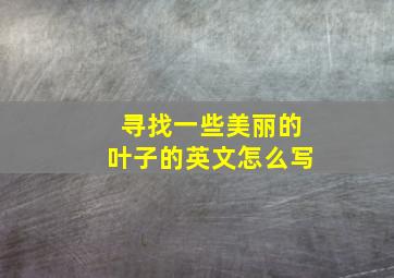 寻找一些美丽的叶子的英文怎么写