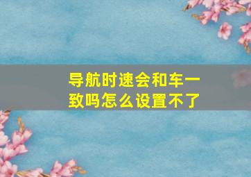 导航时速会和车一致吗怎么设置不了