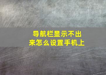 导航栏显示不出来怎么设置手机上