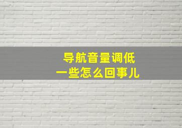 导航音量调低一些怎么回事儿