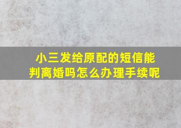 小三发给原配的短信能判离婚吗怎么办理手续呢