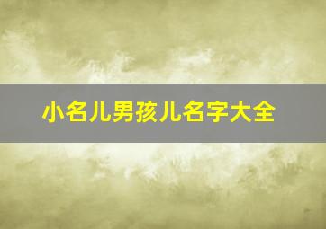 小名儿男孩儿名字大全