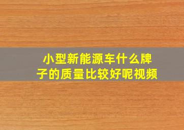 小型新能源车什么牌子的质量比较好呢视频