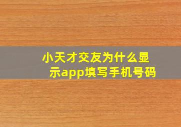 小天才交友为什么显示app填写手机号码