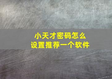 小天才密码怎么设置推荐一个软件