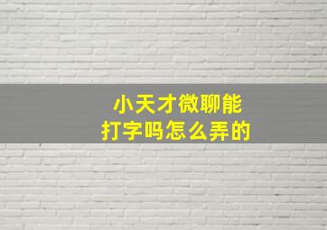 小天才微聊能打字吗怎么弄的