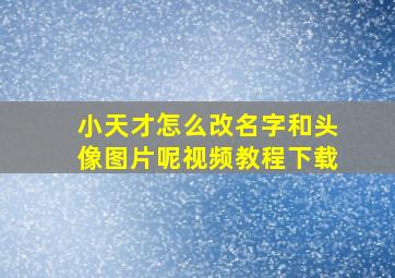 小天才怎么改名字和头像图片呢视频教程下载