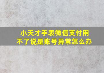 小天才手表微信支付用不了说是账号异常怎么办