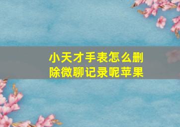 小天才手表怎么删除微聊记录呢苹果