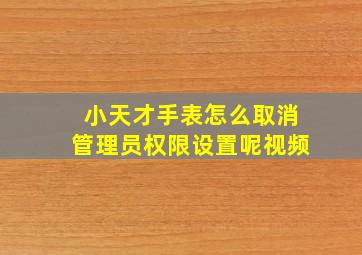 小天才手表怎么取消管理员权限设置呢视频