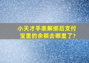 小天才手表解绑后支付宝里的余额去哪里了?