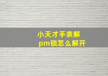 小天才手表解pm锁怎么解开