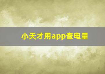 小天才用app查电量