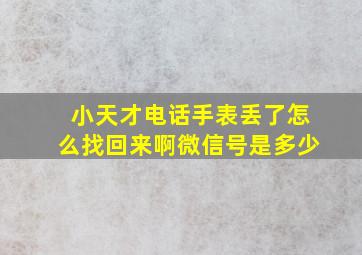 小天才电话手表丢了怎么找回来啊微信号是多少