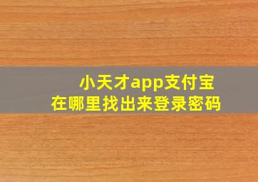 小天才app支付宝在哪里找出来登录密码