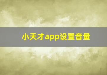 小天才app设置音量