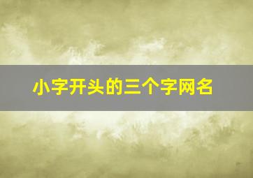 小字开头的三个字网名