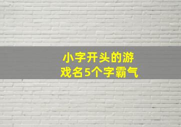 小字开头的游戏名5个字霸气