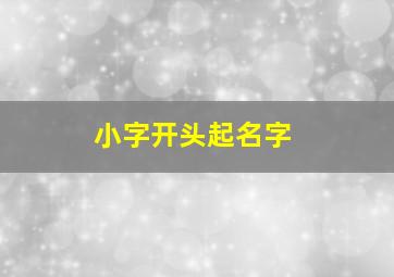 小字开头起名字