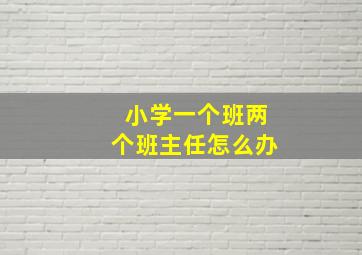 小学一个班两个班主任怎么办