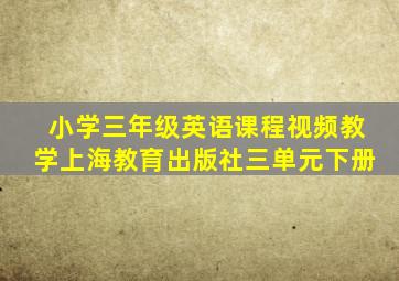 小学三年级英语课程视频教学上海教育出版社三单元下册