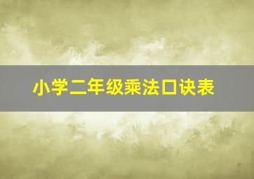 小学二年级乘法口诀表