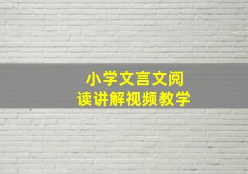 小学文言文阅读讲解视频教学