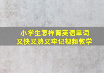 小学生怎样背英语单词又快又熟又牢记视频教学