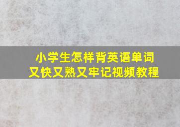 小学生怎样背英语单词又快又熟又牢记视频教程