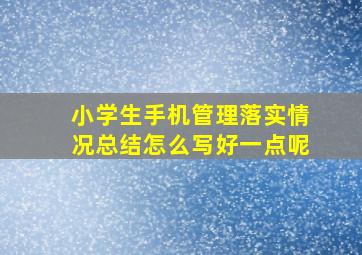 小学生手机管理落实情况总结怎么写好一点呢