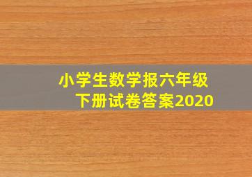 小学生数学报六年级下册试卷答案2020