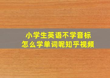 小学生英语不学音标怎么学单词呢知乎视频