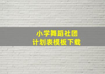 小学舞蹈社团计划表模板下载