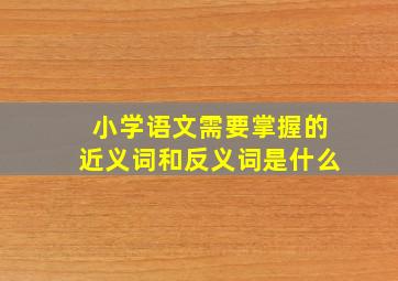 小学语文需要掌握的近义词和反义词是什么