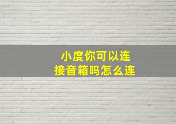 小度你可以连接音箱吗怎么连