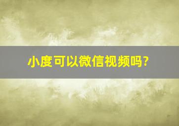 小度可以微信视频吗?