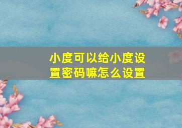 小度可以给小度设置密码嘛怎么设置